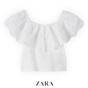 ZARA Kids | White | SWISS EMBROIDERED T-SHIRT